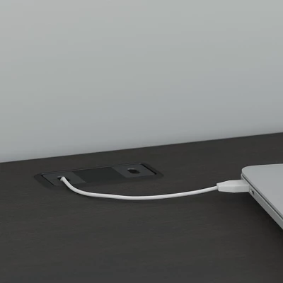 Salinas Mission Style Desk With Hutch Vintage Black - Bush Furniture - Image 3