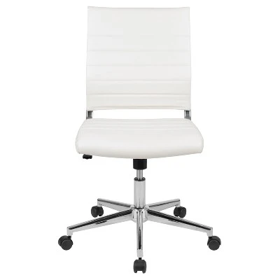 Merrick Lane Ergonomic Swivel Office Chair Ribbed Back And Seat Mid-Back Armless Computer Desk Chair With Metal Base - Image 5