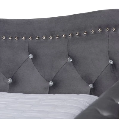 Abbie Velvet Fabric Upholstered Crystal Tufted Daybed - Baxton Studio - Image 3