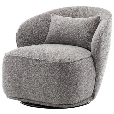 Boucle Upholstered Swivel Barrel Chair - Kinwell - Image 14