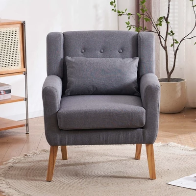 FERPIT Wooden Upholstered Accent Chair Solid Armchair - Image 8