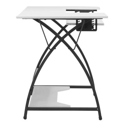 Comet Plus Sewing/Office Table With Fold Down Top, Height Adjustable Platform And Bottom Storage Shelf Black/White - Sew Ready - Image 7