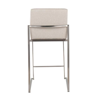 Set Of 2 FujiHB Polyester/Steel Counter Height Barstools Beige - LumiSource - Image 4
