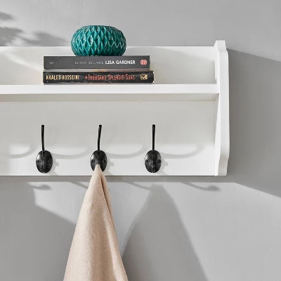 25" X 9" Entryway Floating Utility Wall Shelf With Hooks White - Danya B. - Image 7