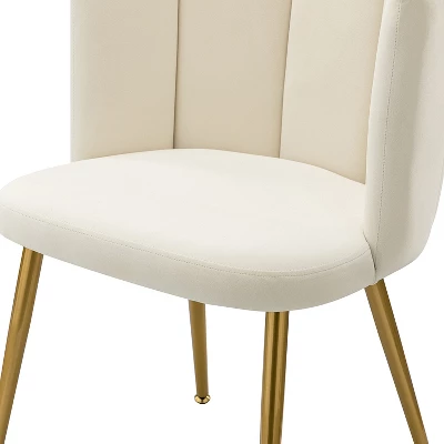 Barbara Contemparary Velvet Vanity Stool For Makeup Room, Moden Accent Side Chairs For Living Room With Shell Back And Golden Metal Legs | ARTFUL LIVING DESIGN - Image 8