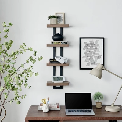 36" X 11" 4 Tier Ladder Bracket Floating Wall Shelf Unit - Danya B. - Image 2