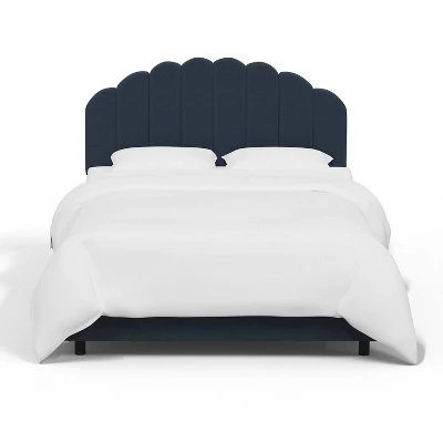 Queen Emma Shell Upholstered Bed Navy Blue - Skyline Furniture
