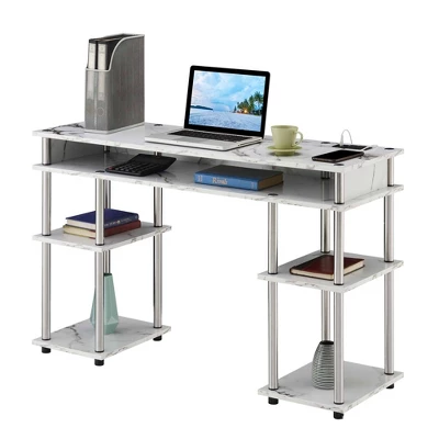 Designs2Go No Tools Student Desk With Charging Station And Shelves - Breighton Home - Image 2