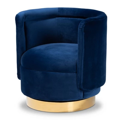 Saffi Velvet Upholstered Swivel Accent Chair - Baxton Studio - Image 8