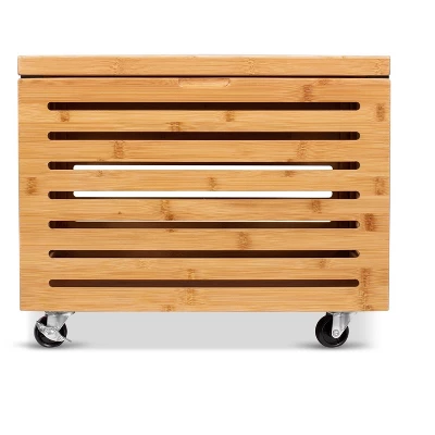 BirdRock Home Bamboo Rolling File Storage Organizer Box With Lid - Natural - Image 6
