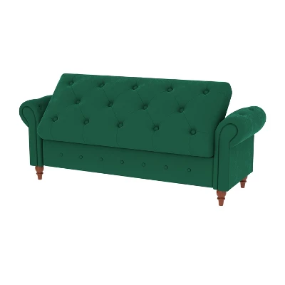 Cecily 63" Button-Tufted Large Storage Ottoman Upholstered Velvet Bench Features Rolled Arms, Window Seating, And Solid Wood Legs-Maison Boucle - Image 5