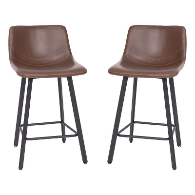 Emma And Oliver Set Of Two 24" Modern Upholstered Barstools, Matte Metal Frames And Plastic Floor Glides - Image 6