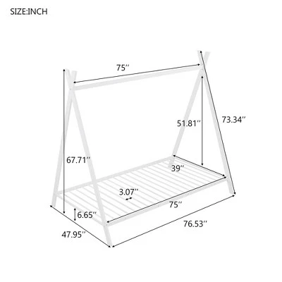 Metal Floor Play House Bed With Slat Tent Bed Frame-ModernLuxe - Image 3
