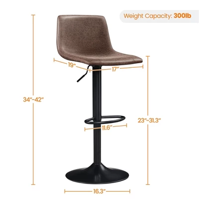 Yaheetech 2pcs Vintage Adjustable Swivel Counter Height Bar Stools With Backrest And Footrest - Image 6