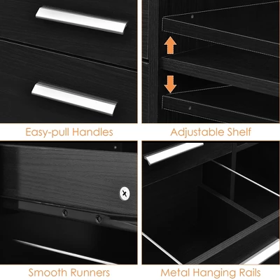 Costway 3-Drawer File Cabinet Mobile Lateral Cabinet Printer Stand EspressoBlack - Image 9