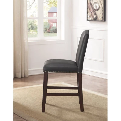 Carteret Gray Leather Counter Stool In Espresso - Comfort Pointe - Image 2