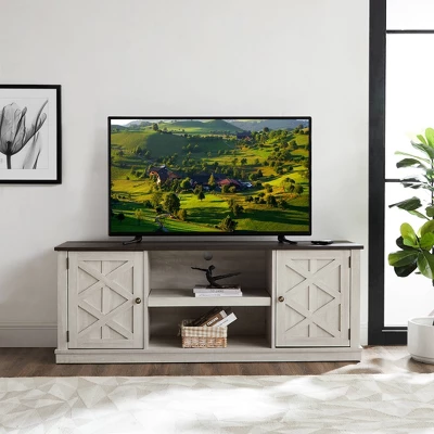 Dark Drift Wood Desktop TV Stand For TVs Up To 64" Off White - Home Essentials