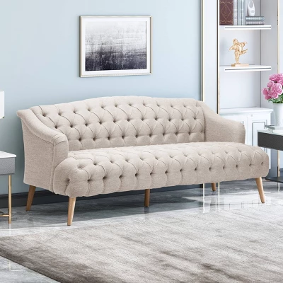 Adelia Contemporary Tufted Sofa Beige - Christopher Knight Home