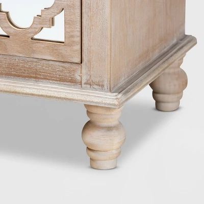 Celia Wood And Mirror 2 Drawer Quatrefoil Nightstand Natural - Baxton Studio - Image 5