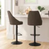 Merrick Lane Set Of Two Adjustable Height Dining Stools With Tufted Upholstered Seats And Pedestal Base With Footring