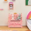 Costway Kids Princess Wooden Bench Seat Toy Box Storage Organizer Children Playroom Pink