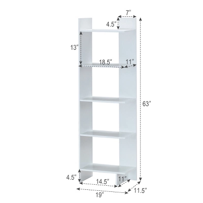 Costway Set Of 2 Bookcase Storage 5-Tier Open Shelf Display Room Divider - Image 2
