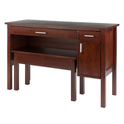 2pc Emmett Desk Set With Bench Walnut - Winsome - Image 2