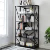 71.5" Ginrel Metal Display 5 Shelves Bookshelf Black - MiBasics