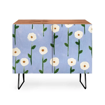 Reves Et Histoires Cute Little Flowers Black Legged Credenza - Deny Designs - Image 4
