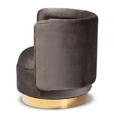 Saffi Velvet Upholstered Swivel Accent Chair - Baxton Studio - Image 2
