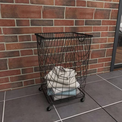 Square Industrial Metal Storage Cart Black CosmoLiving By Cosmopolitan - Image 15