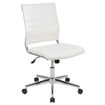 Merrick Lane Ergonomic Swivel Office Chair Ribbed Back And Seat Mid-Back Armless Computer Desk Chair With Metal Base - Image 15