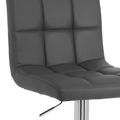 Set Of 2 Medium Back Adjustable Bonded Leather Barstool Dark Gray - CorLiving - Image 5