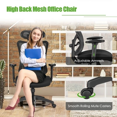 Costway Ergonomic High Back Mesh Office Chair W/ Adjustable Lumbar Support - Image 4