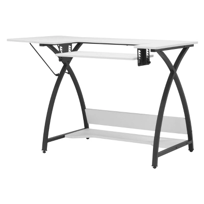 Comet Plus Sewing/Office Table With Fold Down Top, Height Adjustable Platform And Bottom Storage Shelf Black/White - Sew Ready - Image 4