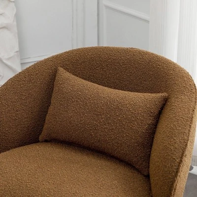 Boucle Upholstered Swivel Barrel Chair - Kinwell - Image 5