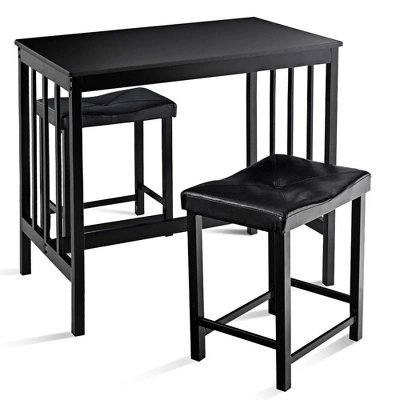 Costway 3 PCS Modern Counter Height 32.5'' Dining Set Table And 2 Chairs Kitchen Bar Furniture Black - Image 7