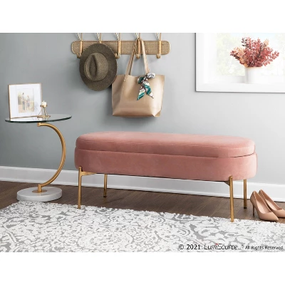 48" Chloe Storage Bench Velvet/Metal Gold/Blush Pink - LumiSource - Image 13