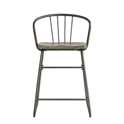 Set Of 2 24" Nowell Iron Finish Counter Height Barstools Gray - Inspire Q - Image 2