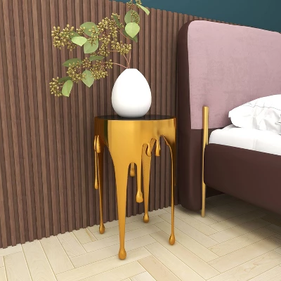 Contemporary Aluminum Melting Accent Table - Olivia & May - Image 10