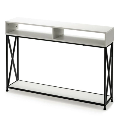 Costway Console Table With Open Shelf And Storage Compartments Steel Frame - Image 9