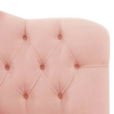 Full Tufted Headboard In Velvet Blush Pink - Skyline Furniture - Image 3