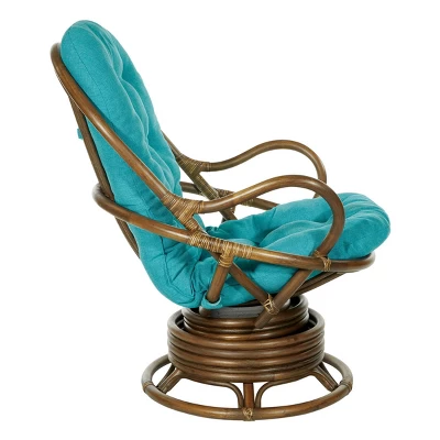 Kauai Rattan Swivel Rocker Chair - OSP Home Furnishings - Image 2