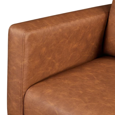 Yaheetech Faux Leather Upholstered Rocking Chair With Rubberwood Legs Brown - Image 6