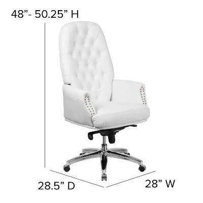 Flash Furniture High Back Traditional Tufted White LeatherSoft Multifunction Executive Swivel Ergonomic Office Chair With Arms - Image 3