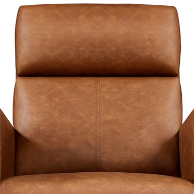 Yaheetech Faux Leather Upholstered Rocking Chair With Rubberwood Legs Brown - Image 4