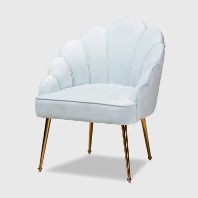 Cinzia Velvet Upholstered Seashell Shaped Accent Chair - Baxton Studio - Image 9
