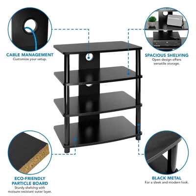 Mount-It! Media Stand Entertainment Center For TV, Audio Video Components, Stereo Equipment, Gaming Consoles, Streaming Devices | 4 Shelves | Black - Image 5