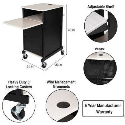 Jumbo Presentation Lecture Podium Cart Ivory Woodgrain/Black - Hampden Furnishings - Image 7