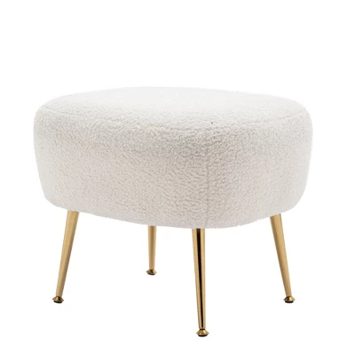 Modern Accent Chair, Teddy Short Plush Particle Velvet Armchair With Ottoman-ModernLuxe - Image 4